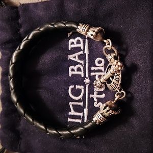 King baby studio .925 leather bracelet